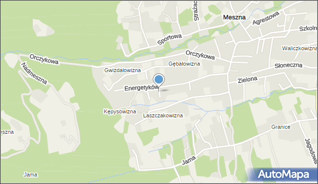 Meszna gmina Wilkowice, Zacisze, mapa Meszna gmina Wilkowice