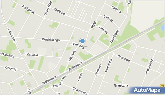 Milanówek, Zaciszna, mapa Milanówek