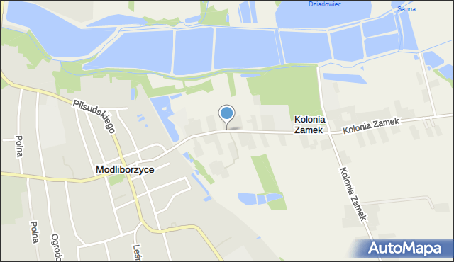 Modliborzyce powiat janowski, Zamkowa, mapa Modliborzyce powiat janowski