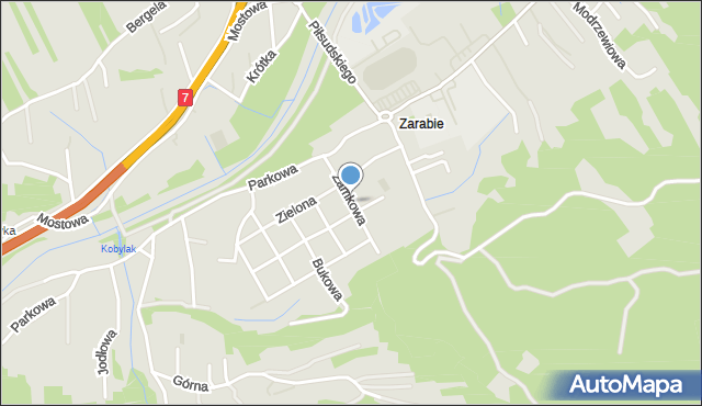 Myślenice, Zamkowa, mapa Myślenice