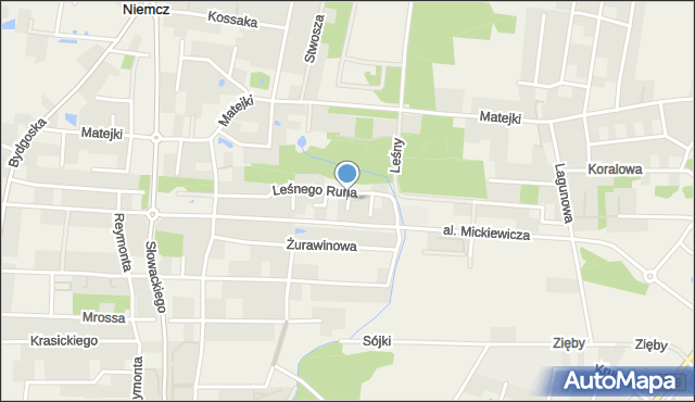 Niemcz, Zaułek Jagodowy, mapa Niemcz