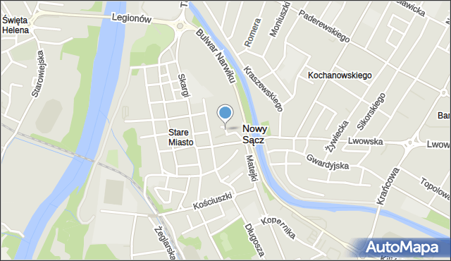 Nowy Sącz, Zakościelna, mapa Nowego Sącza