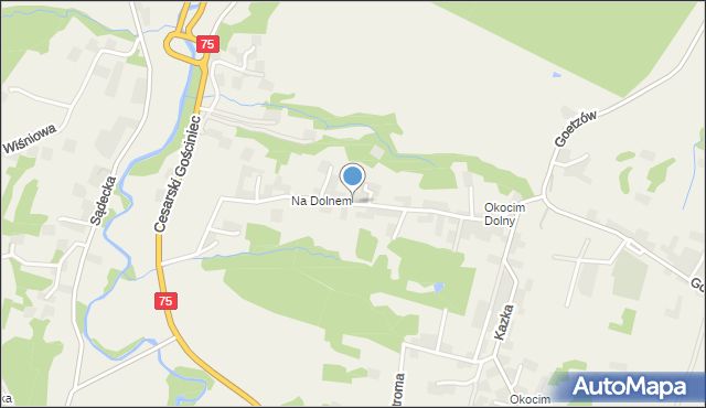 Okocim, Zamkowa, mapa Okocim