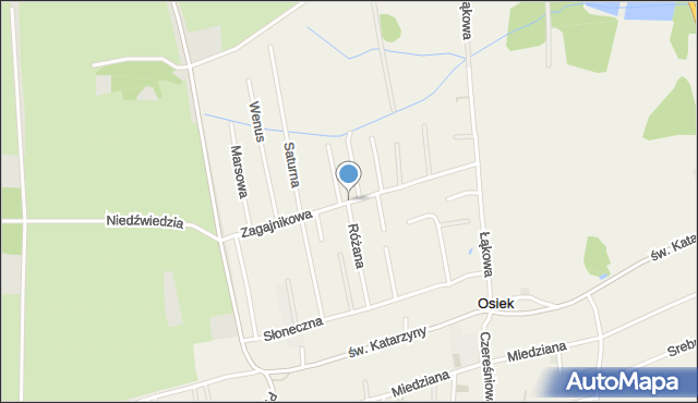 Osiek gmina Lubin, Zagajnikowa, mapa Osiek gmina Lubin