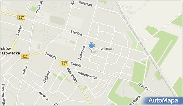 Ostrów Mazowiecka, Zakrzewskiego Jana, mapa Ostrów Mazowiecka