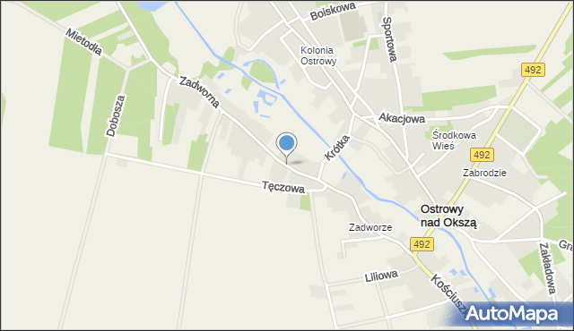 Ostrowy nad Okszą, Zadworna, mapa Ostrowy nad Okszą