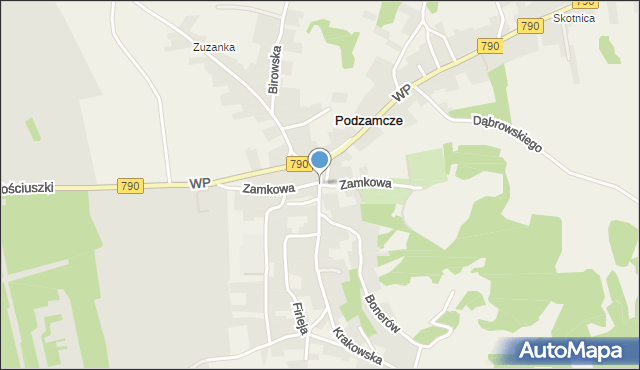Podzamcze gmina Ogrodzieniec, Zamkowa, mapa Podzamcze gmina Ogrodzieniec