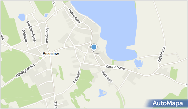 Pszczew, Zamkowa, mapa Pszczew