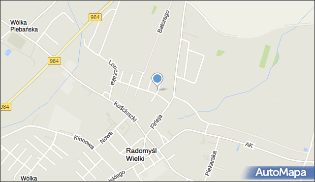 Radomyśl Wielki, Zawadzkiego-Zośki Tadeusza, mapa Radomyśl Wielki