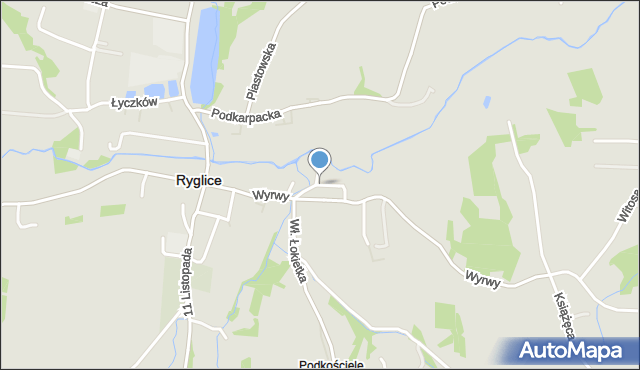 Ryglice, Zakątna, mapa Ryglice