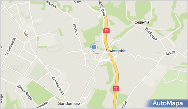 Sandomierz, Zacisze, mapa Sandomierza