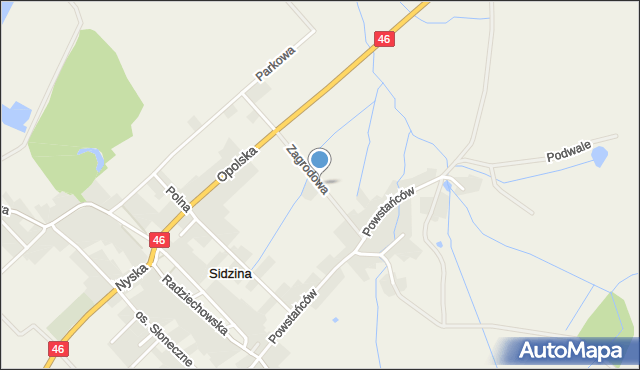 Sidzina gmina Skoroszyce, Zagrodowa, mapa Sidzina gmina Skoroszyce