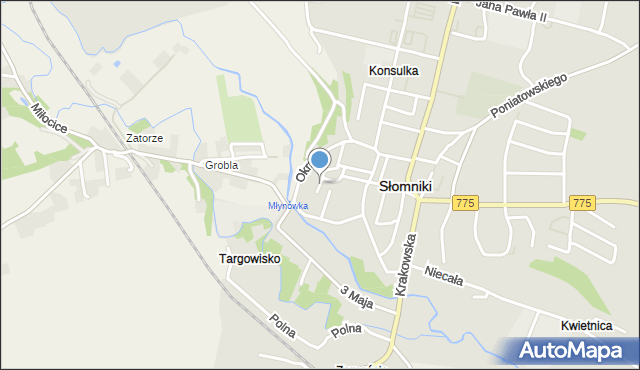 Słomniki, Zamknięta, mapa Słomniki