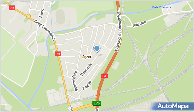 Sosnowiec, Zawodzie, mapa Sosnowca