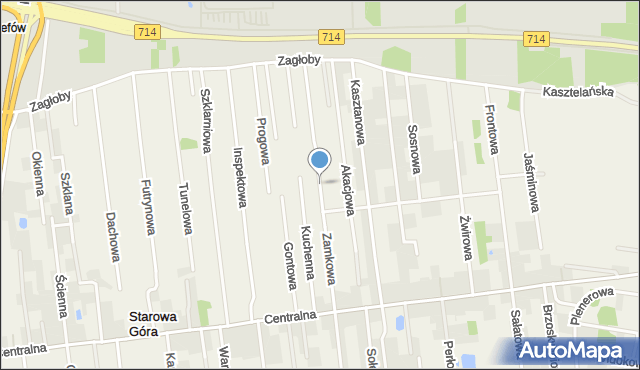 Starowa Góra, Zamkowa, mapa Starowa Góra