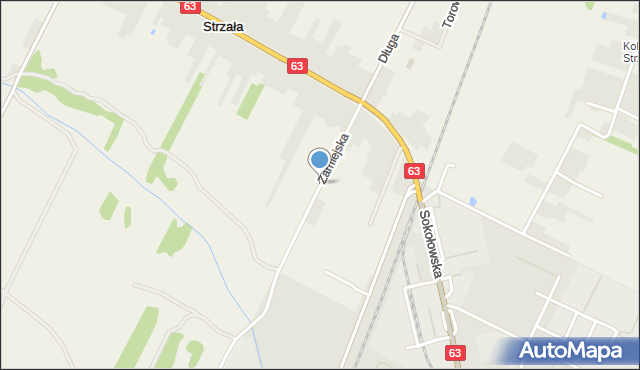 Strzała gmina Siedlce, Zamiejska, mapa Strzała gmina Siedlce