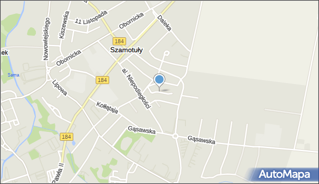 Szamotuły, Zabłockiego Franciszka, mapa Szamotuły