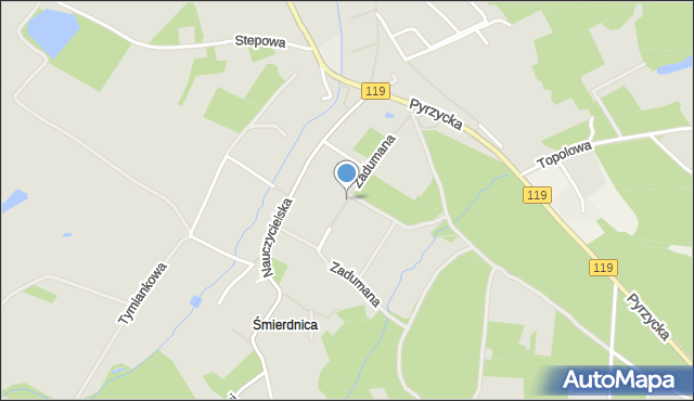Szczecin, Zadumana, mapa Szczecina