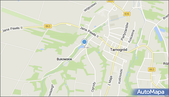 Tarnogród, Zacisze, mapa Tarnogród