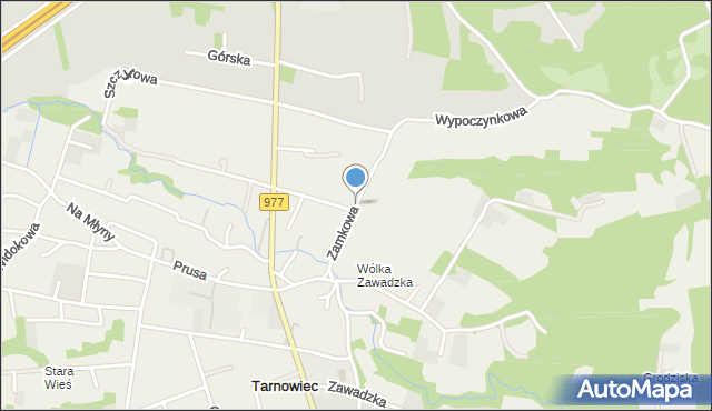 Tarnowiec gmina Tarnów, Zamkowa, mapa Tarnowiec gmina Tarnów