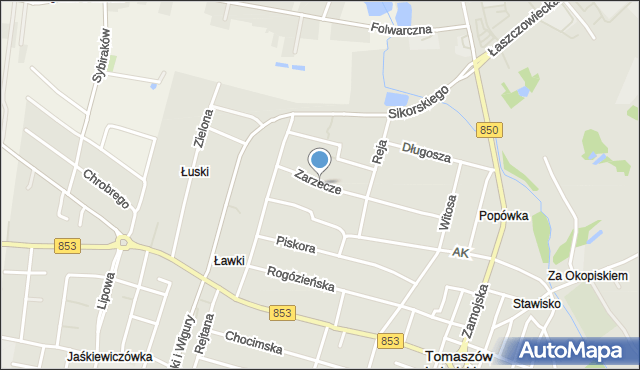 Tomaszów Lubelski, Zarzecze, mapa Tomaszów Lubelski