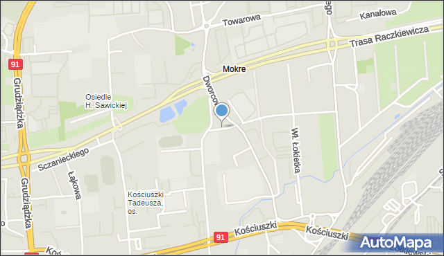 Toruń, Zaułek Dworcowy, mapa Torunia