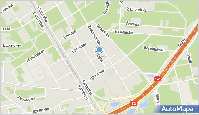 Warszawa, Zagięta, mapa Warszawy