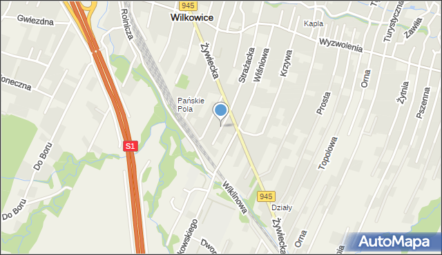 Wilkowice powiat bielski, Zacisze, mapa Wilkowice powiat bielski