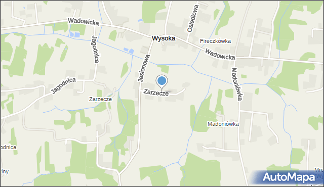 Wysoka gmina Wadowice, Zarzecze, mapa Wysoka gmina Wadowice