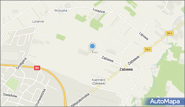 Zabawa gmina Wieliczka, Zabawa, mapa Zabawa gmina Wieliczka