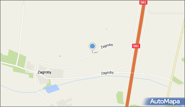 Zagroby gmina Śniadowo, Zagroby, mapa Zagroby gmina Śniadowo