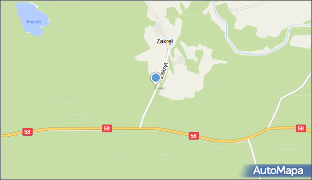 Zakręt gmina Piecki, Zakręt, mapa Zakręt gmina Piecki