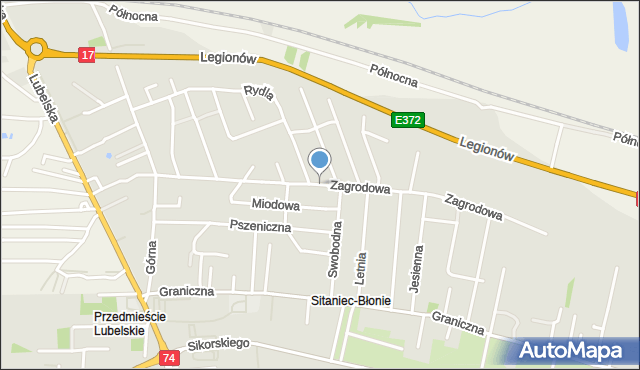 Zamość, Zagrodowa, mapa Zamościa