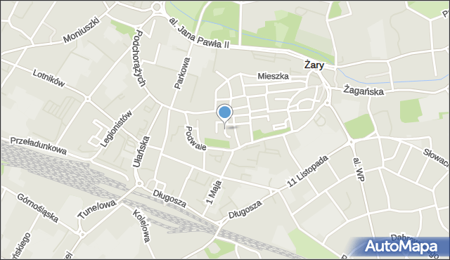 Żary, Zaułek Klasztorny, mapa Żary
