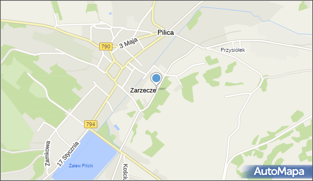 Zarzecze gmina Pilica, Zarzecze, mapa Zarzecze gmina Pilica