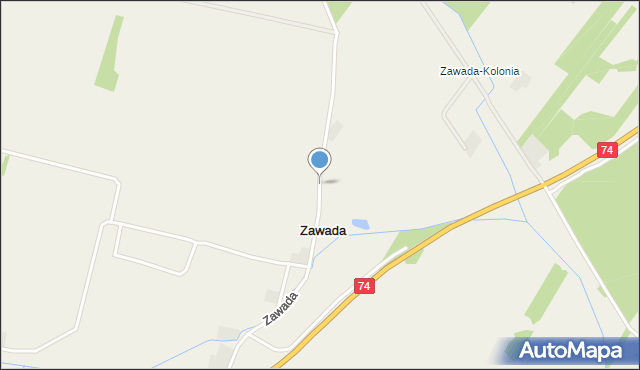 Zawada gmina Ożarów, Zawada, mapa Zawada gmina Ożarów