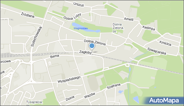 Zielona Góra, Zagłoby Jana Onufrego, mapa Zielona Góra