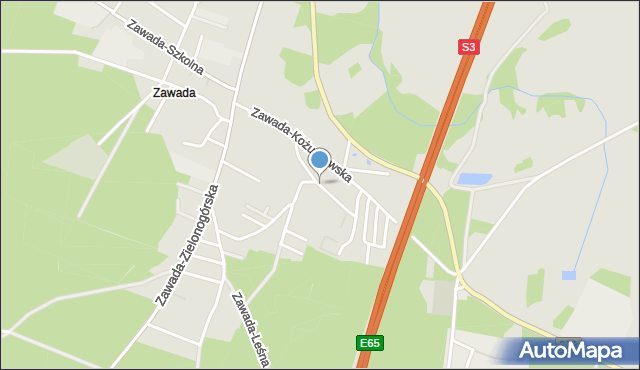 Zielona Góra, Zawada-Akacjowa, mapa Zielona Góra