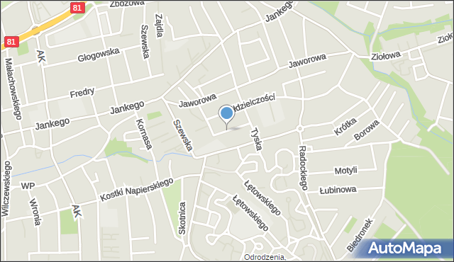 Katowice, Zdrowa, mapa Katowic