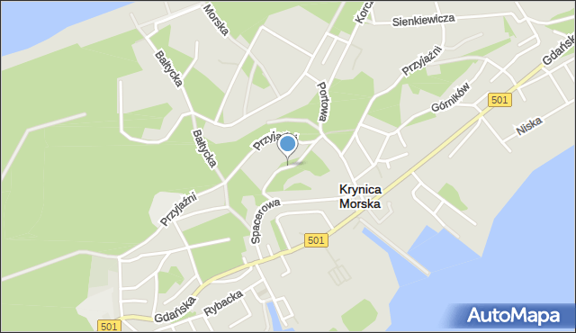 Krynica Morska, Zdrojowa, mapa Krynica Morska