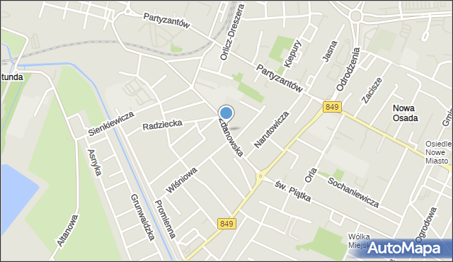 Zamość, Żdanowska, mapa Zamościa