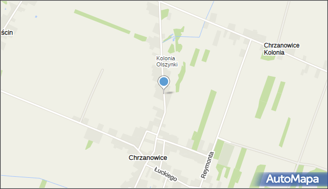 Chrzanowice gmina Gomunice, Żeromskiego Stefana, mapa Chrzanowice gmina Gomunice