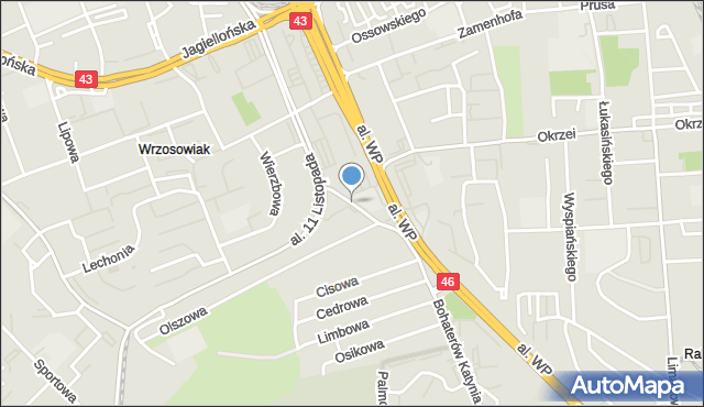 Częstochowa, Zesłańców Sybiru, mapa Częstochowy