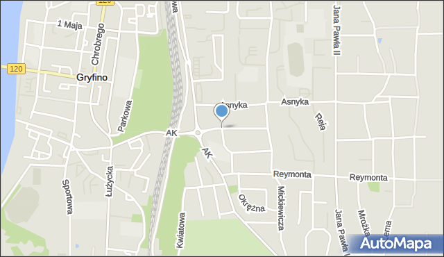 Gryfino, Żeromskiego Stefana, mapa Gryfino