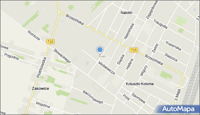 Koluszki, Żeromskiego Stefana, mapa Koluszki