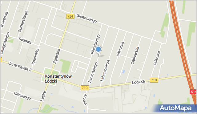 Konstantynów Łódzki, Żeromskiego Stefana, mapa Konstantynów Łódzki