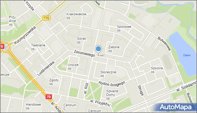 Kraków, Żeromskiego Stefana, mapa Krakowa