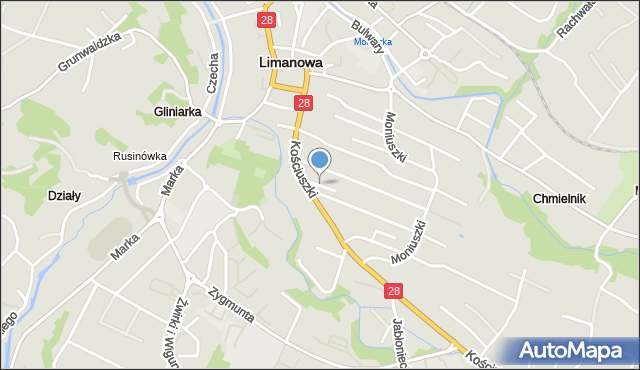 Limanowa, Żeromskiego Stefana, mapa Limanowa