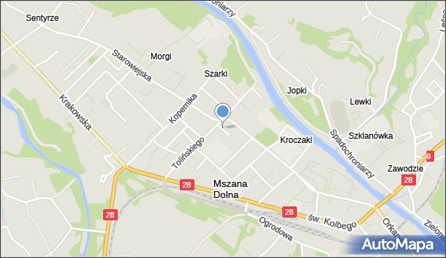 Mszana Dolna, Żeromskiego Stefana, mapa Mszana Dolna