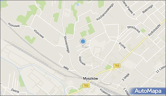 Myszków, Żelazna, mapa Myszków